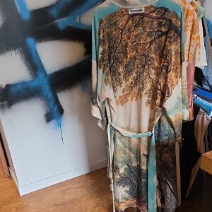 Scenic Print Kimono Robe
